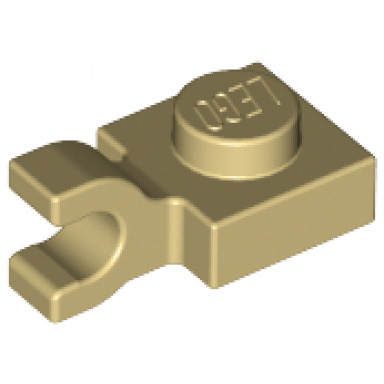 tan plate modified 1 x 1 with u clip horizontal grip