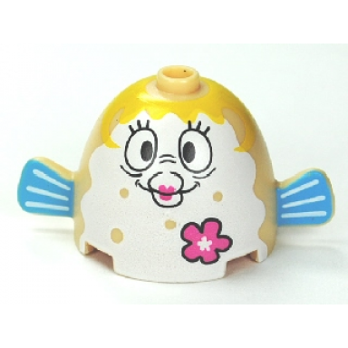 tan body pufferfish with mrs puff with pink flower pattern spongebob