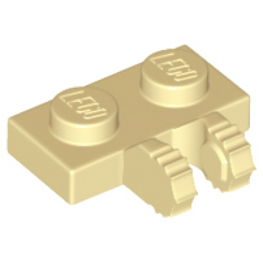 tan hinge plate 1 x 2 locking with 2 fingers on side