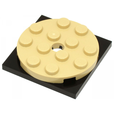 tan turntable 4 x 4 x 2 3 with black square base free-spinning 60474 61485