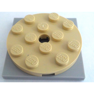 tan turntable 4 x 4 x 2 3 with light bluish gray square base free-spinning 60474 61485