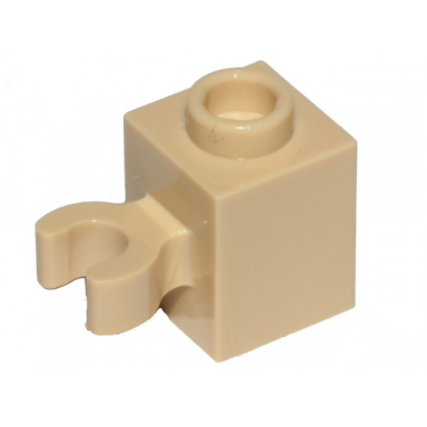 tan brick modified 1 x 1 with open o clip vertical grip - hollow stud