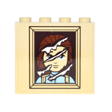 tan panel 1 x 4 x 3 with side supports - hollow studs with beauty and the beast prince portrait with rips pattern sticker - set 41067