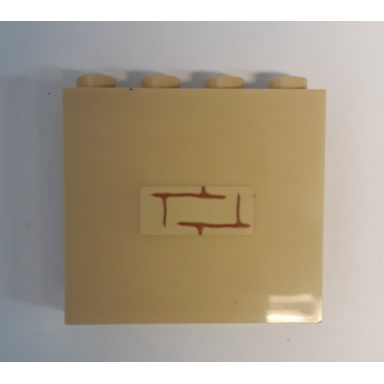 tan panel 1 x 4 x 3 with side supports - hollow studs with brick wall with medium nougat mortar on tan background pattern sticker - set 75948
