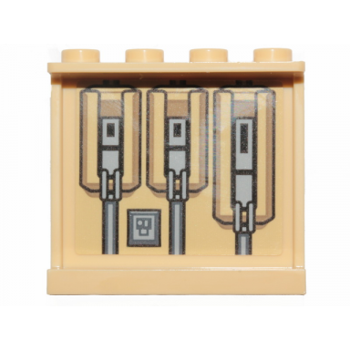 tan panel 1 x 4 x 3 with side supports - hollow studs with sw the razor crest mechanical elements pattern sticker - set 75292