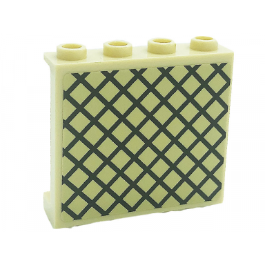 tan panel 1 x 4 x 3 with side supports - hollow studs with lattice pattern sticker - set 71043