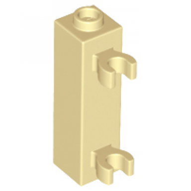 tan brick modified 1 x 1 x 3 with 2 clips vertical grip - hollow stud