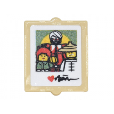 tan glass for window 1 x 2 x 2 flat front with photo with garmadon misako sensei wu red heart and signature pattern sticker - set 70620