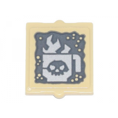 tan glass for window 1 x 2 x 2 flat front with coffee cup with skull and steam pattern sticker - set 70840