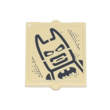 tan glass for window 1 x 2 x 2 flat front with batman with black batman logo pattern sticker - set 70840