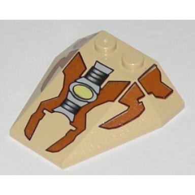 tan wedge 4 x 4 triple without stud notches with brown panels light gray machinery and light lime oval pattern