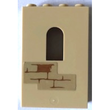 tan panel 1 x 4 x 5 wall with window with bricks pattern 1 sticker - set 76387