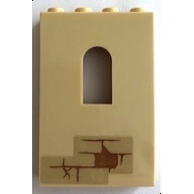 tan panel 1 x 4 x 5 wall with window with bricks pattern 2 sticker - set 76387