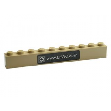 tan brick 1 x 10 with www.lego.com pattern sticker - set 3579