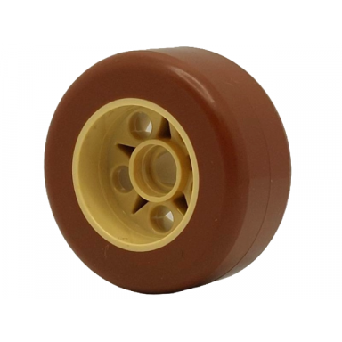 tan wheel 30 x 15 with pin hole with molded reddish brown hard plastic tire pattern