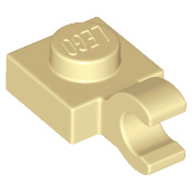 tan plate modified 1 x 1 with open o clip horizontal grip