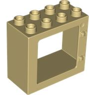 tan duplo door window frame 2 x 4 x 3 flat front surface completely open back