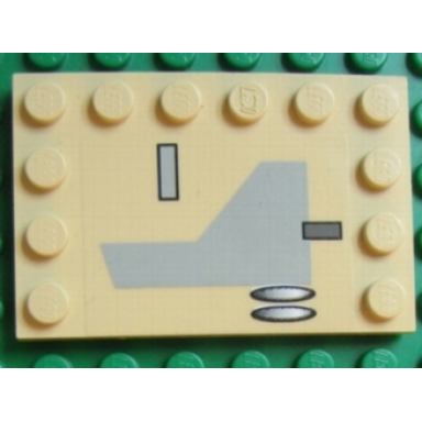 tan tile modified 4 x 6 with studs on edges with x-wing pattern a sticker - set 7191