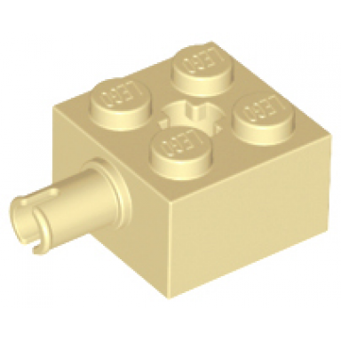 tan brick modified 2 x 2 with pin and axle hole