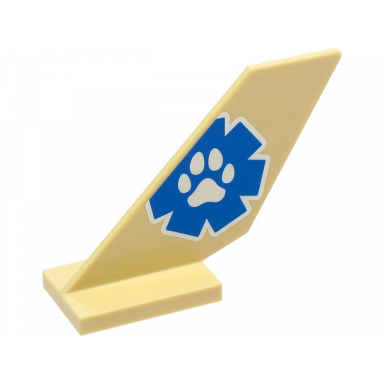 tan tail shuttle with blue and white wildlife rescue logo with paw print pattern on both sides