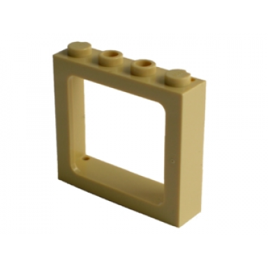 tan window 1 x 4 x 3 train - 2 hollow studs and 2 solid studs