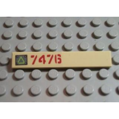 tan tile 1 x 6 with lime triangle on metal plate and dark red 7476 pattern left sticker - set 7476