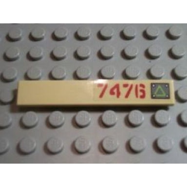 tan tile 1 x 6 with lime triangle on metal plate and dark red 7476 pattern right sticker - set 7476