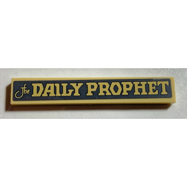 tan tile 1 x 6 with the daily prophet on dark bluish gray background pattern sticker - set 75978