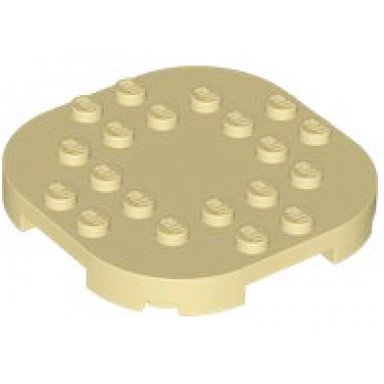 tan plate modified 6 x 6 with rounded corners and 4 feet