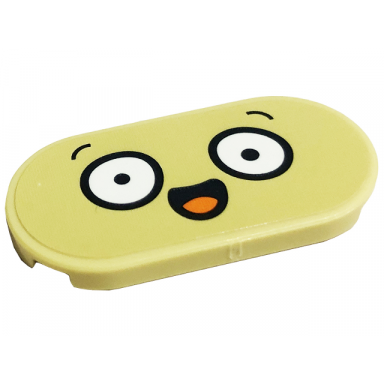 tan tile round 2 x 4 oval with eyes and open mouth with tongue pattern sticker - set 41701