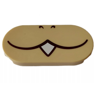 tan tile round 2 x 4 oval with black nostrils and closed mouth with white sharp tooth pattern super mario ludwig lower face