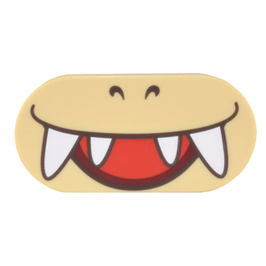 tan tile round 2 x 4 oval with dark brown nostrils and wide open mouth smile with white sharp teeth and red tongue pattern super mario iggy lower face