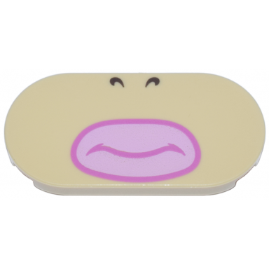 tan tile round 2 x 4 oval with dark brown nostrils bright pink lips and dark pink closed mouth pattern super mario wendy lower face