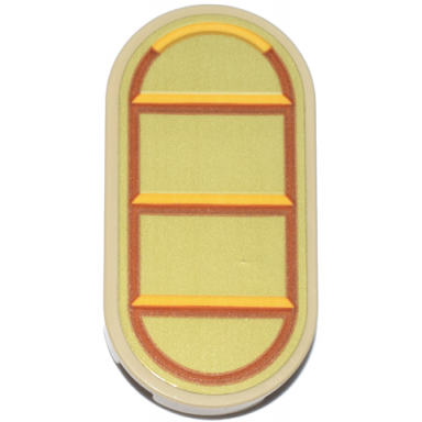 tan tile round 2 x 4 oval with dark orange and bright light orange lines and outline on gold background pattern sticker - set 40813
