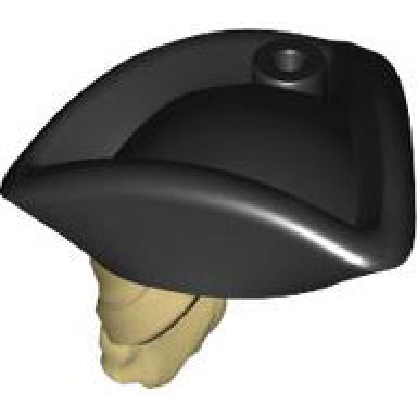 minifigure hair combo hair with hat long hair with ponytail and molded black pirate tricorne hat pattern