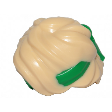 tan minifigure hair swept back tousled with molded green bandana headband pattern