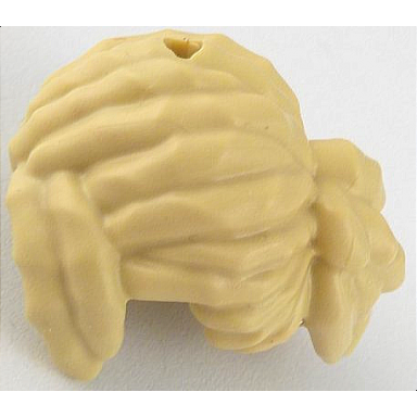 tan mini doll hair dreadlocks with parted bangs swept back and left and short ponytail