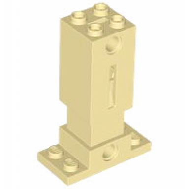 tan brick modified 2 x 2 x 5 with 2 x 4 plate base spring unit and 2 technic holes