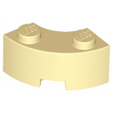 tan brick round corner 2 x 2 macaroni with stud notch and reinforced underside