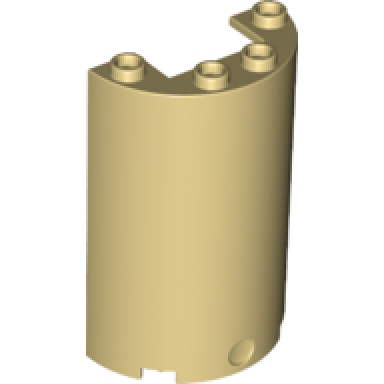 tan cylinder half 2 x 4 x 5 with 1 x 2 cutout