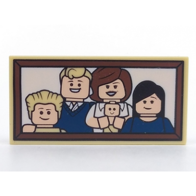 tan tile 2 x 4 with parr family photo pattern