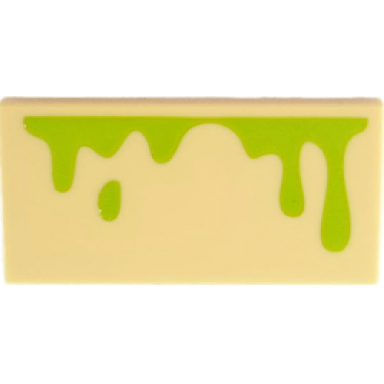 tan tile 2 x 4 with lime slime dripping pattern brickheadz peter venkman forehead