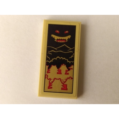 tan tile 2 x 4 with gold houses black sky and garmadon face pattern sticker - set 70643