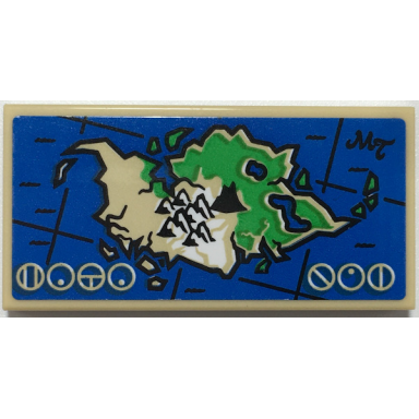 tan tile 2 x 4 with map island with mountains mt and bionicle logogram mata nui pattern sticker - set 70657