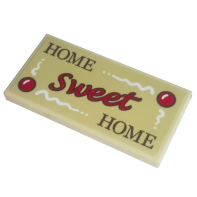 tan tile 2 x 4 with home sweet home pattern sticker - set 10267