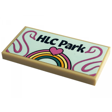 tan tile 2 x 4 with hlc park rainbow magenta heart and swans pattern sticker - set 41447