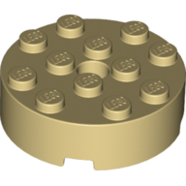 tan brick round 4 x 4 with hole