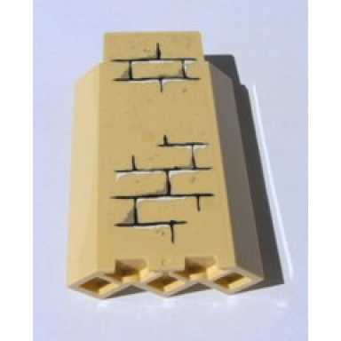 tan panel 3 x 3 x 6 corner wall without bottom indentations with bricks pattern 3 sticker - sets 4842 4867