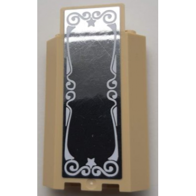 tan panel 3 x 3 x 6 corner wall without bottom indentations with mirror pattern sticker - set 31095