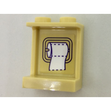 tan panel 1 x 2 x 2 with side supports - hollow studs with toilet paper roll on inside pattern sticker - set 41313